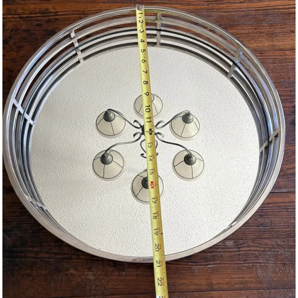 Adarsh Circle Glass XL 21”d x 3”t Tray-Silver, Silver